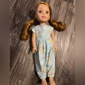 Wellie Wisher Willa doll in handmade clothes